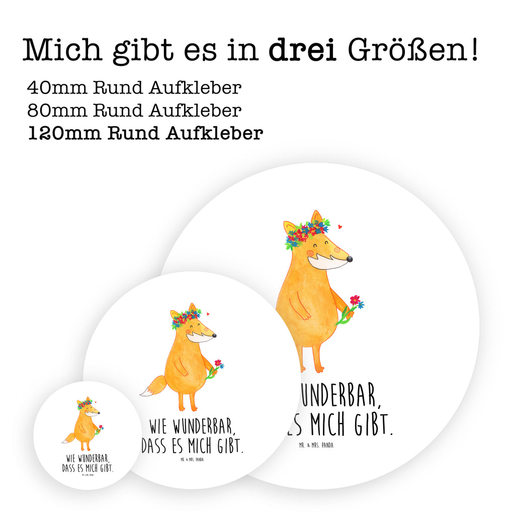 120mm Rund Aufkleber Fuchs Blumenliebe