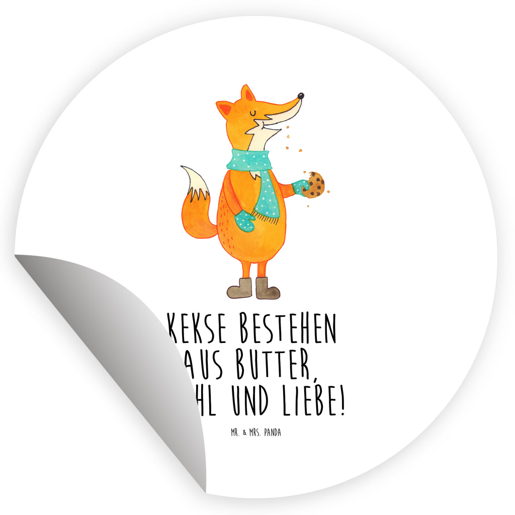 120mm Rund Aufkleber Fuchs Keks Sticker, Aufkleber, Etikett, Kinder, rund, Fuchs, Füchse, Backen Spruch, Kekse, Winter, Weihnachtszeit, Plätzchen, Liebe, Küche Deko