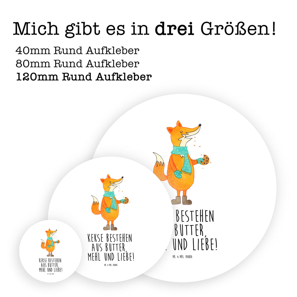 120mm Rund Aufkleber Fuchs Keks Sticker, Aufkleber, Etikett, Kinder, rund, Fuchs, Füchse, Backen Spruch, Kekse, Winter, Weihnachtszeit, Plätzchen, Liebe, Küche Deko