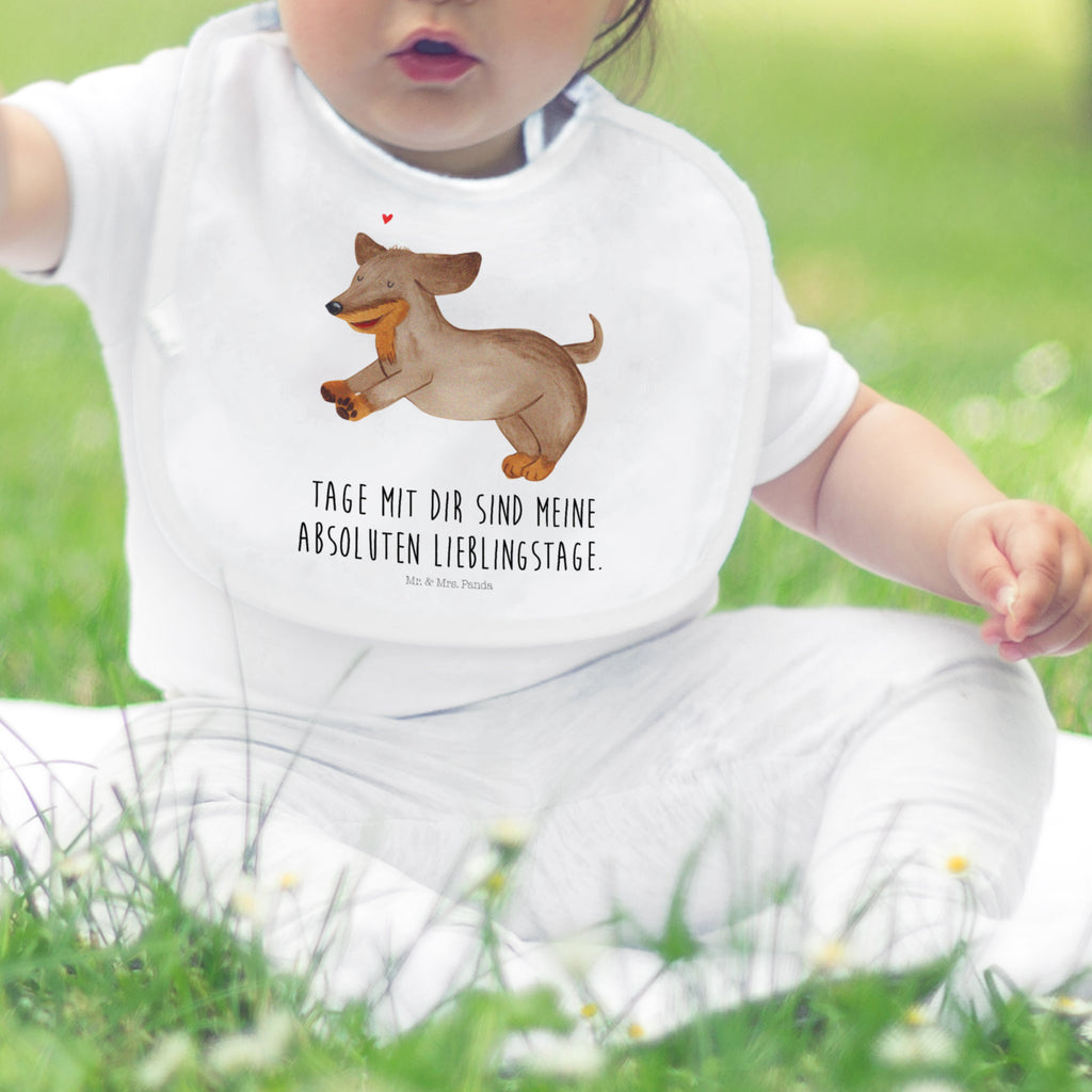 Organic Babylätzchen Hund Dackel fröhlich Baby, Lätzchen, Spucktuch, Sabberlätzchen, Klettlätzchen, Babygeschenk, Baby Lätzchen, Geschenk für Geburt, Geschenk zur Geburt, Baby Spucktuch, Babyausstattung, Geschenkidee für Babyparty, Hund, Hundemotiv, Haustier, Hunderasse, Tierliebhaber, Hundebesitzer, Sprüche, Hunde, Dackel, Dachshund, happy dog