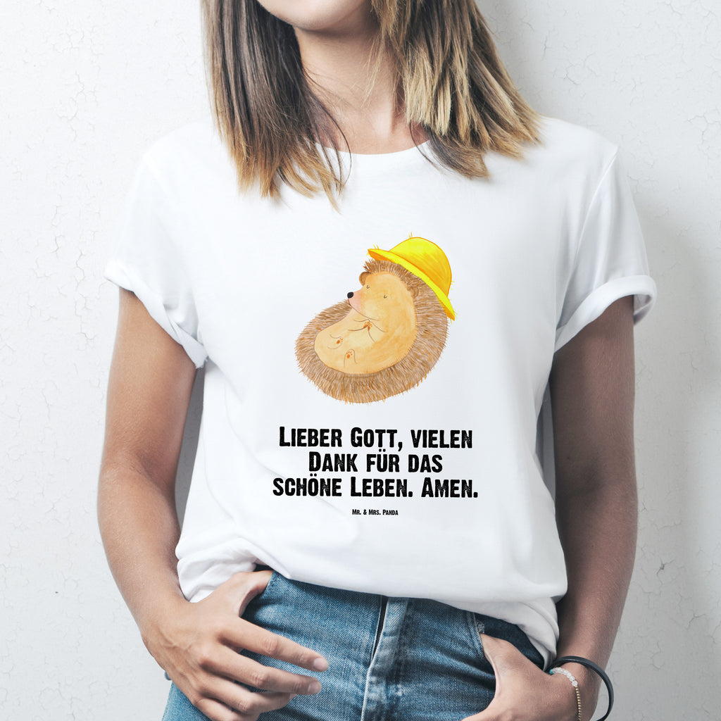 Größe XXL T-Shirt Igel betet T-Shirt, Shirt, Tshirt, Lustiges T-Shirt, T-Shirt mit Spruch, Party, Junggesellenabschied, Jubiläum, Geburstag, Herrn, Damen, Männer, Frauen, Schlafshirt, Nachthemd, Sprüche, Tiermotive, Gute Laune, lustige Sprüche, Tiere, Igel, Igel mit Hut, Sonnenhut, Gott, Amen, beten, Leben, Dankbarkeit, Dankbar sein, dankbar, genießen