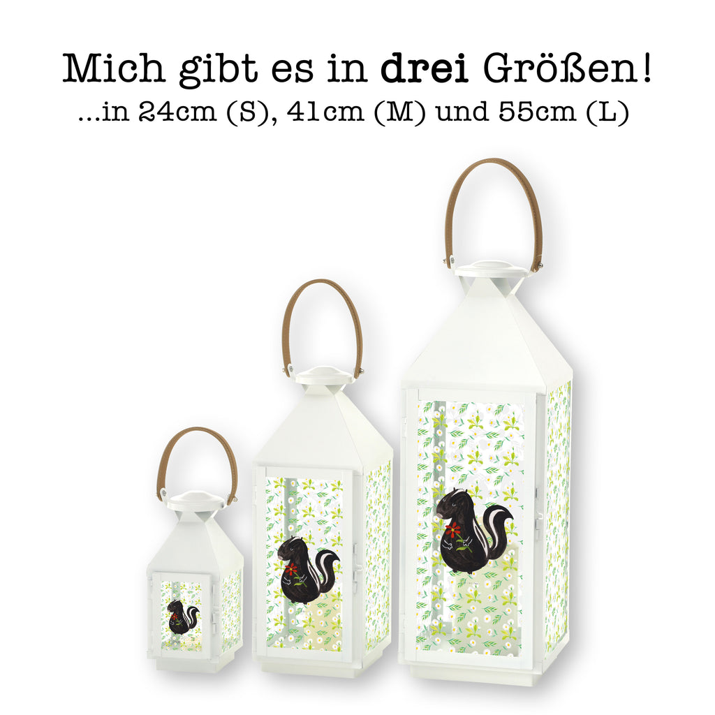 Deko Laterne Stinktier Blume Stinktier, Skunk, Wildtier, Raubtier, Stinker, Stinki, Tagträumer, verträumt, Dreams, Träume Gartenlampe, Gartenleuchte, Gartendekoration, Gartenlicht, Laterne  kleine Laternen, XXL Laternen, Laterne groß,   Stinktier, Skunk