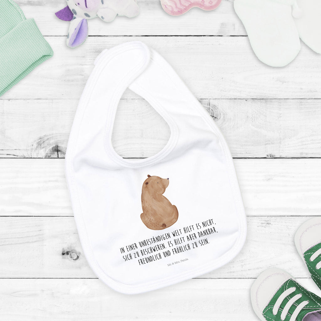 Organic Babylätzchen Bär Schulterblick Baby, Lätzchen, Spucktuch, Sabberlätzchen, Klettlätzchen, Babygeschenk, Baby Lätzchen, Geschenk für Geburt, Geschenk zur Geburt, Baby Spucktuch, Babyausstattung, Geschenkidee für Babyparty, Bär, Teddy, Teddybär, Selbstachtung, Weltansicht, Motivation, Bären, Bärenliebe, Weisheit