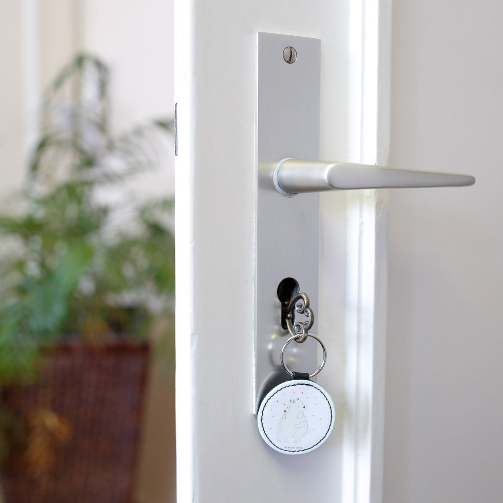 Rund Schlüsselanhänger Eisbär Umarmen Schlüsselanhänger, Anhänger, Taschenanhänger, Glücksbringer, Schutzengel, Tiermotive, Gute Laune, lustige Sprüche, Tiere