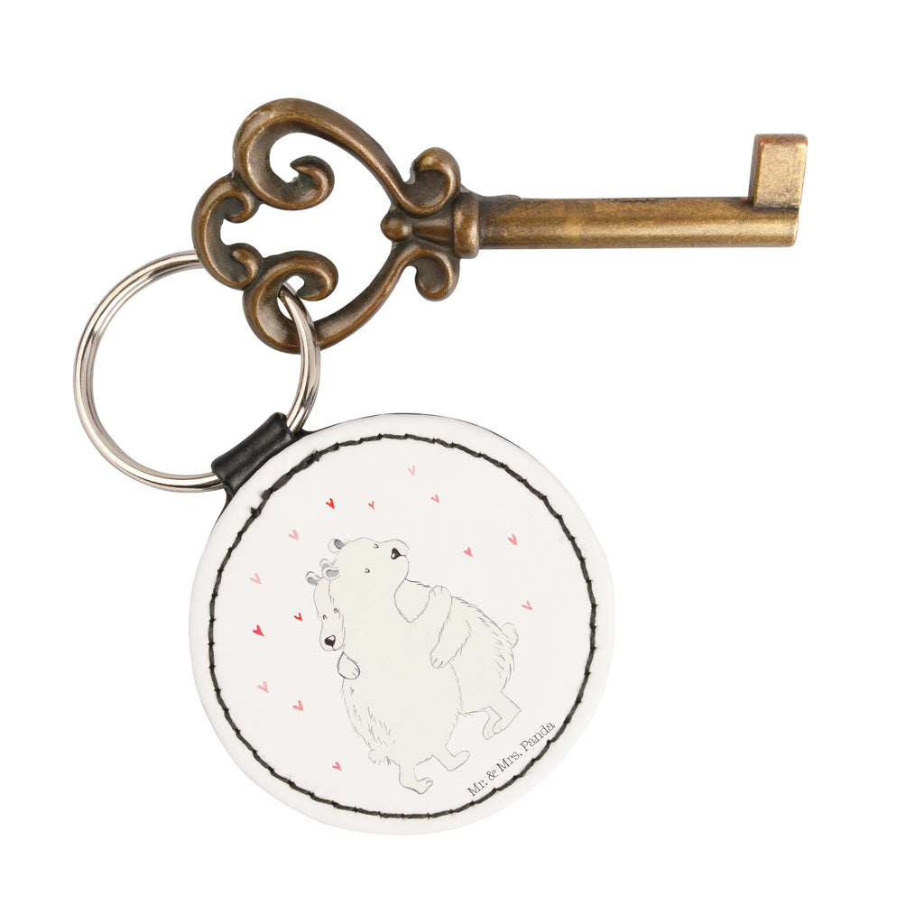 Rund Schlüsselanhänger Eisbär Umarmen Schlüsselanhänger, Anhänger, Taschenanhänger, Glücksbringer, Schutzengel, Tiermotive, Gute Laune, lustige Sprüche, Tiere