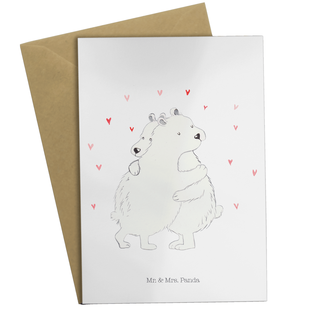 Grußkarte Eisbär Umarmen Klappkarte, Einladungskarte, Glückwunschkarte, Hochzeitskarte, Geburtstagskarte, Karte, Tiermotive, Gute Laune, lustige Sprüche, Tiere