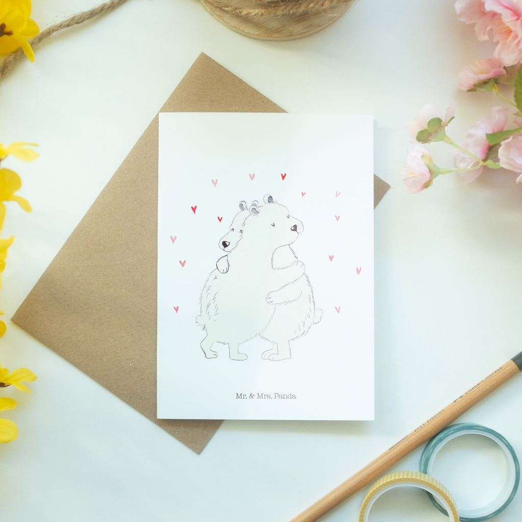 Grußkarte Eisbär Umarmen Klappkarte, Einladungskarte, Glückwunschkarte, Hochzeitskarte, Geburtstagskarte, Karte, Tiermotive, Gute Laune, lustige Sprüche, Tiere