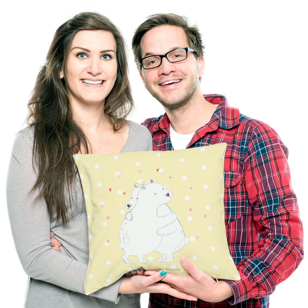 40x40 Kissen Eisbär Umarmen Kissenhülle, Kopfkissen, Sofakissen, Dekokissen, Motivkissen, Tiermotive, Gute Laune, lustige Sprüche, Tiere