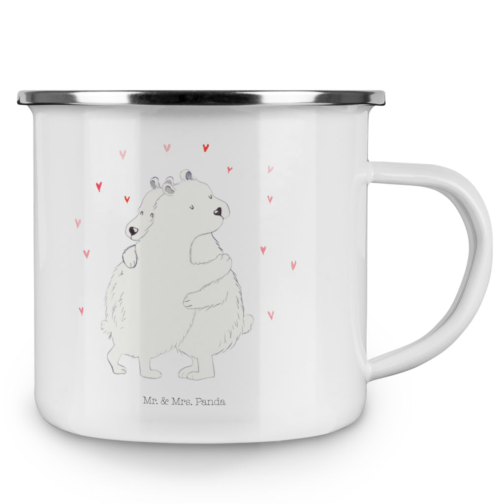 Camping Emaille Tasse Eisbär Umarmen Campingtasse, Trinkbecher, Metalltasse, Outdoor Tasse, Emaille Trinkbecher, Blechtasse Outdoor, Emaille Campingbecher, Edelstahl Trinkbecher, Metalltasse für Camping, Kaffee Blechtasse, Camping Tasse Metall, Tiermotive, Gute Laune, lustige Sprüche, Tiere