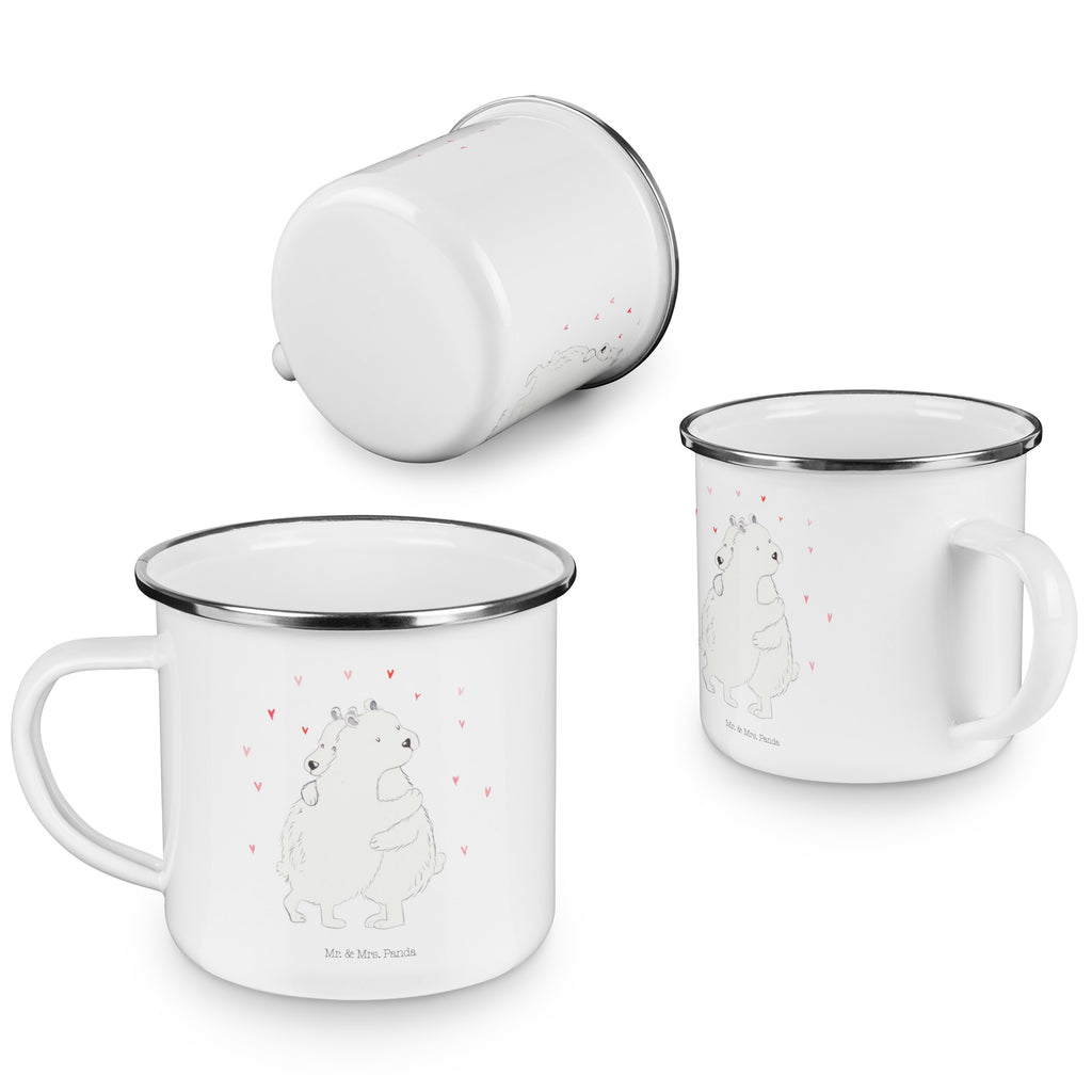 Camping Emaille Tasse Eisbär Umarmen Campingtasse, Trinkbecher, Metalltasse, Outdoor Tasse, Emaille Trinkbecher, Blechtasse Outdoor, Emaille Campingbecher, Edelstahl Trinkbecher, Metalltasse für Camping, Kaffee Blechtasse, Camping Tasse Metall, Tiermotive, Gute Laune, lustige Sprüche, Tiere