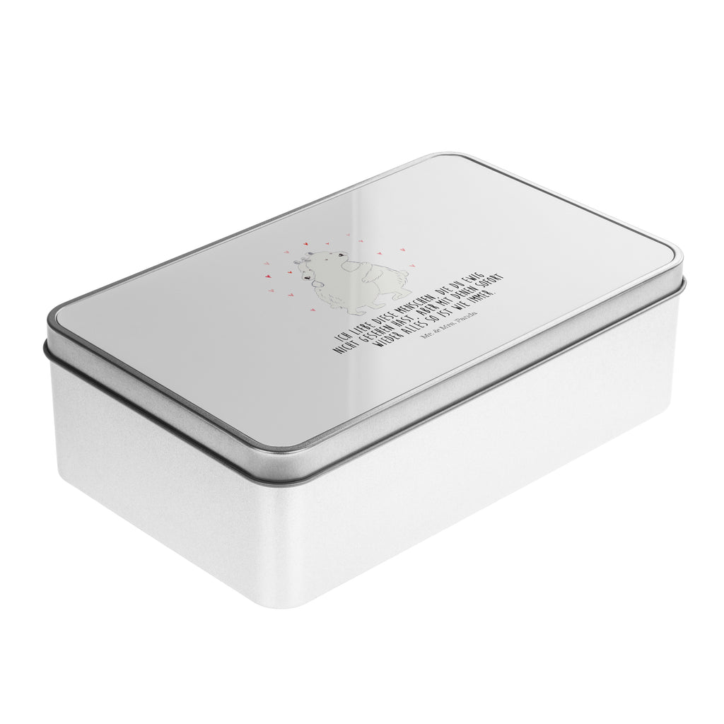 Metalldose rechteckig Eisbär Umarmen Blechdose, Metalldose, Blechbox, Container, Keksdose, Vorratsdose, Vorratsbox, Döschen, Versperbox, Vesperdose, Aufbewahrungsdose, Aufbewahrungsbox, Aluminiumdose, Dose, Tiermotive, Gute Laune, lustige Sprüche, Tiere