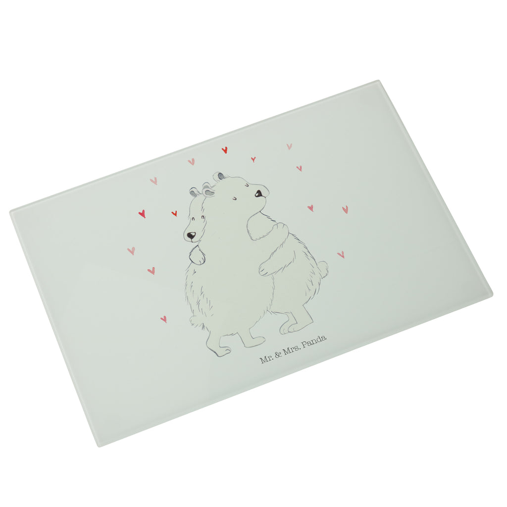 Medium Glas Schneidbrett Eisbär Umarmen Glasschneidebrett, Schneidebrett, Tiermotive, Gute Laune, lustige Sprüche, Tiere