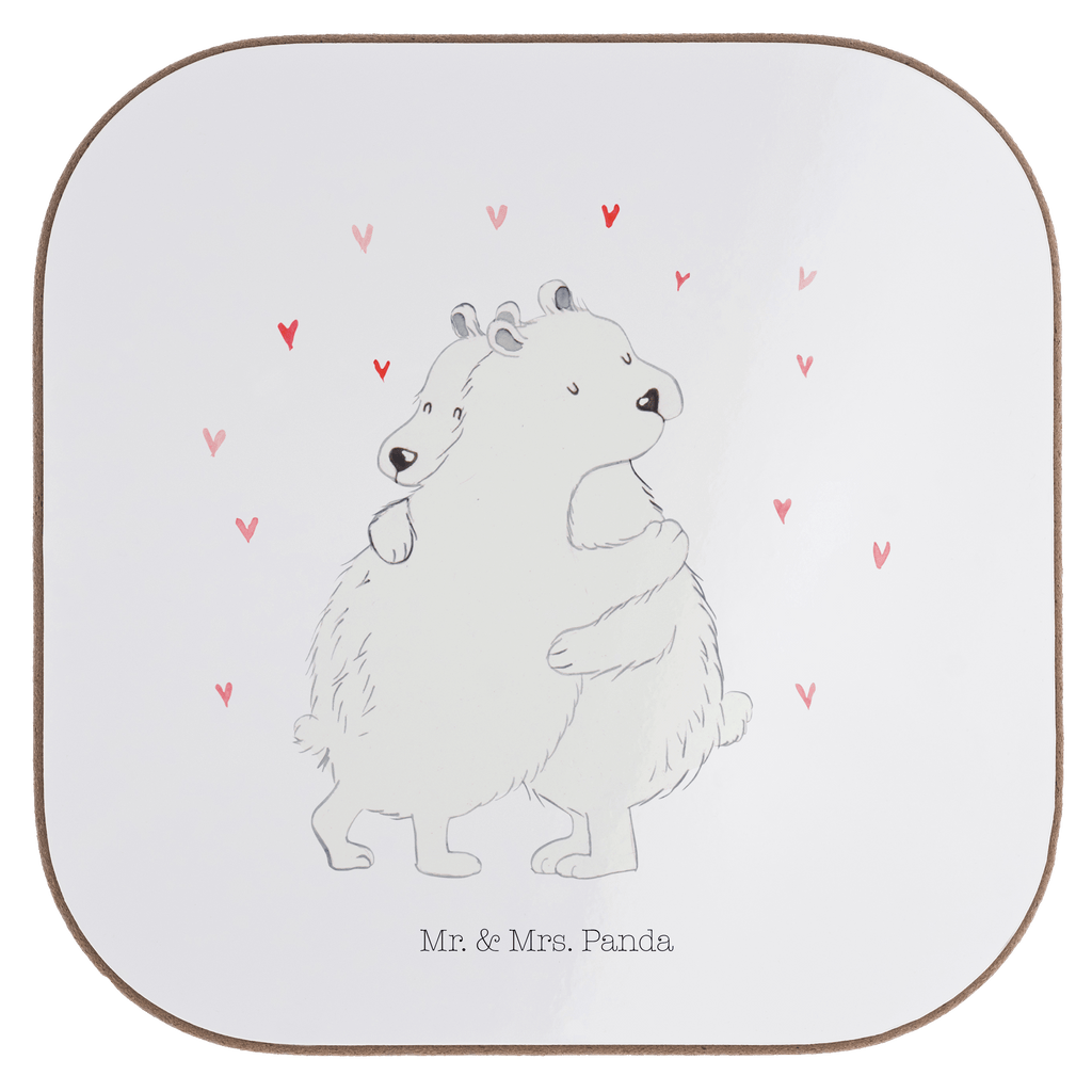 Quadratische Untersetzer Eisbär Umarmen Bierdeckel, Glasuntersetzer, Untersetzer Gläser, Getränkeuntersetzer, Tiermotive, Gute Laune, lustige Sprüche, Tiere