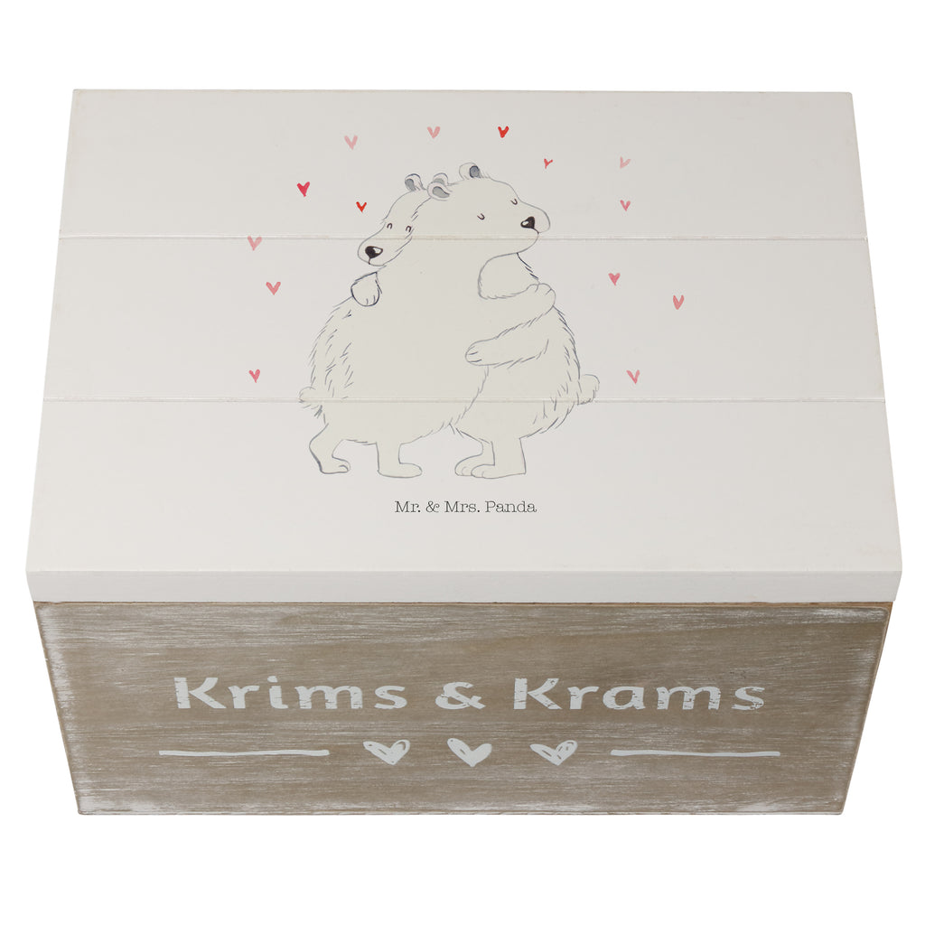 Holzkiste Eisbär Umarmen Holzkiste, Kiste, Schatzkiste, Truhe, Schatulle, XXL, Erinnerungsbox, Erinnerungskiste, Dekokiste, Aufbewahrungsbox, Tiermotive, Gute Laune, lustige Sprüche, Tiere