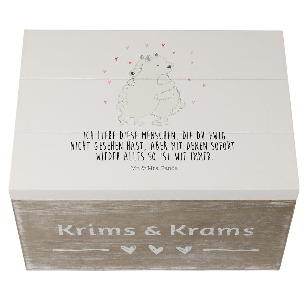 Holzkiste Eisbär Umarmen Holzkiste, Kiste, Schatzkiste, Truhe, Schatulle, XXL, Erinnerungsbox, Erinnerungskiste, Dekokiste, Aufbewahrungsbox, Tiermotive, Gute Laune, lustige Sprüche, Tiere