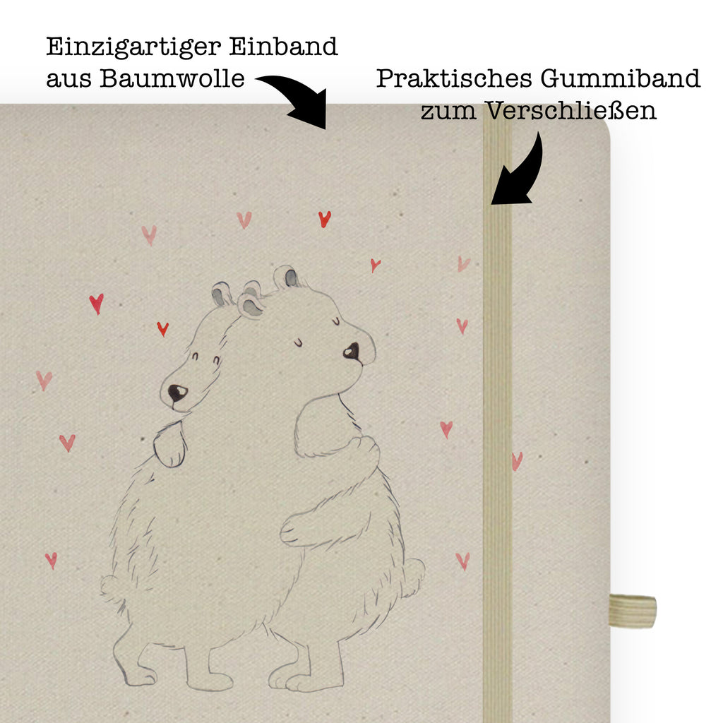 DIN A5 Baumwoll Notizbuch Eisbär Umarmen Notizen, Eintragebuch, Tagebuch, Notizblock, Adressbuch, Journal, Kladde, Skizzenbuch, Notizheft, Schreibbuch, Schreibheft, Tiermotive, Gute Laune, lustige Sprüche, Tiere