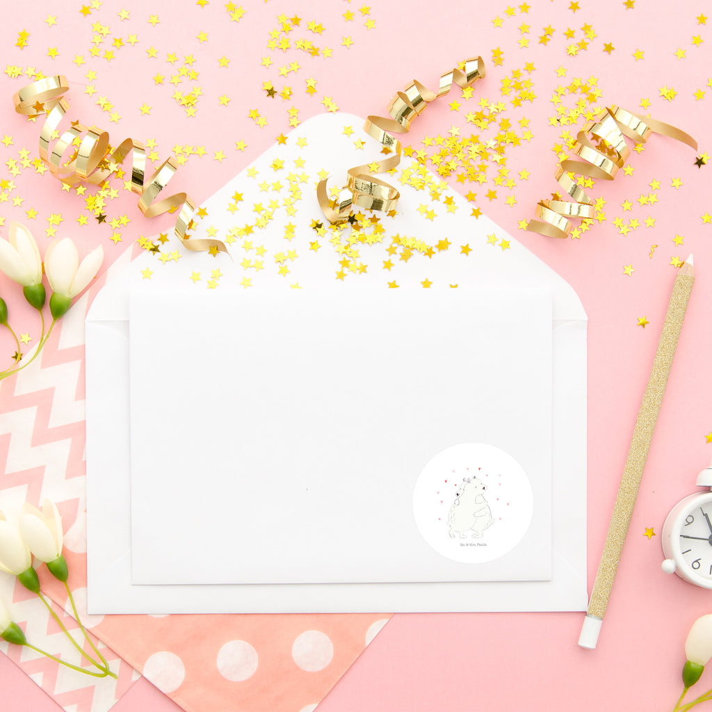 40mm Rund Aufkleber Eisbär Umarmen Sticker, Aufkleber, Etikett, Tiermotive, Gute Laune, lustige Sprüche, Tiere