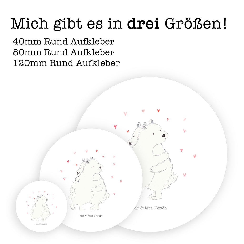40mm Rund Aufkleber Eisbär Umarmen Sticker, Aufkleber, Etikett, Tiermotive, Gute Laune, lustige Sprüche, Tiere