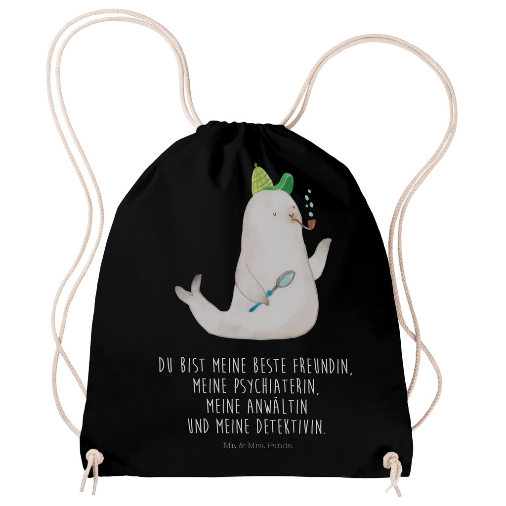 Sportbeutel Robbe Sherlock Turnbeutel, Beutel, Sporttasche, Tasche, Stoffbeutel, Tiermotive, Gute Laune, lustige Sprüche, Tiere