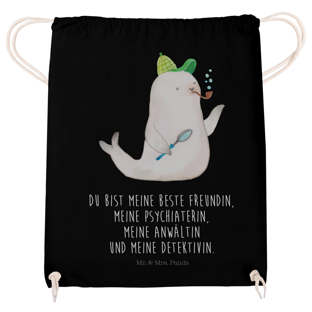 Sportbeutel Robbe Sherlock Turnbeutel, Beutel, Sporttasche, Tasche, Stoffbeutel, Tiermotive, Gute Laune, lustige Sprüche, Tiere