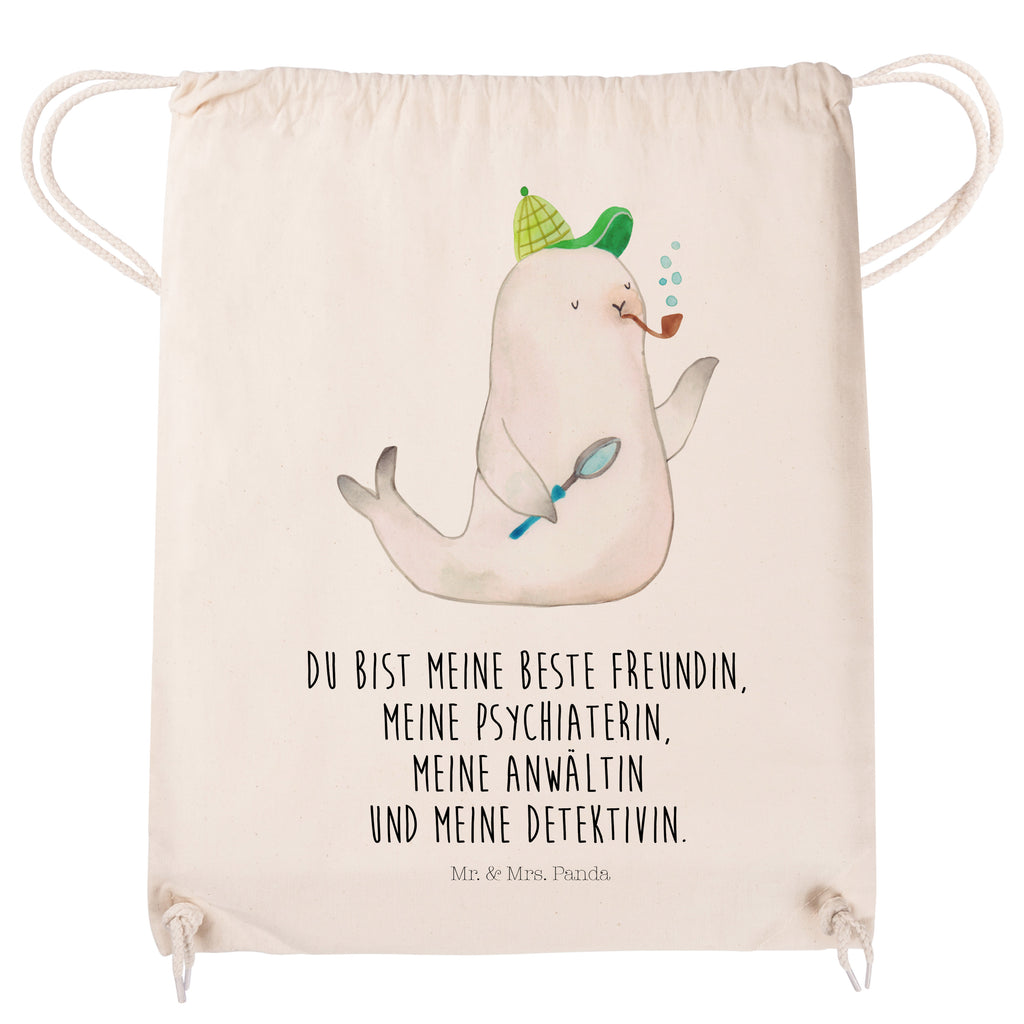 Sportbeutel Robbe Sherlock Turnbeutel, Beutel, Sporttasche, Tasche, Stoffbeutel, Tiermotive, Gute Laune, lustige Sprüche, Tiere