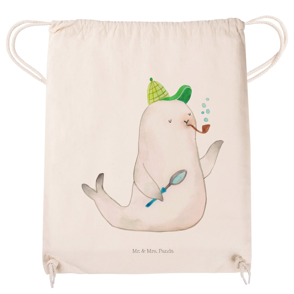 Sportbeutel Robbe Sherlock Turnbeutel, Beutel, Sporttasche, Tasche, Stoffbeutel, Tiermotive, Gute Laune, lustige Sprüche, Tiere