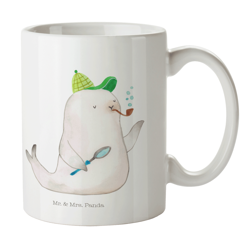 Tasse Robbe Sherlock  Becher, Kaffeetasse, Kaffeebecher, Tee, Frühstück, Büro  süße Tiermotive, gute Laune, lustige Sprüche, Tiere