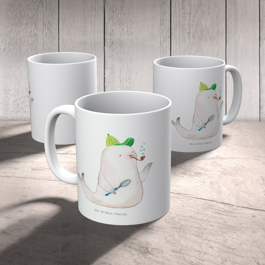 Tasse Robbe Sherlock  Becher, Kaffeetasse, Kaffeebecher, Tee, Frühstück, Büro  süße Tiermotive, gute Laune, lustige Sprüche, Tiere
