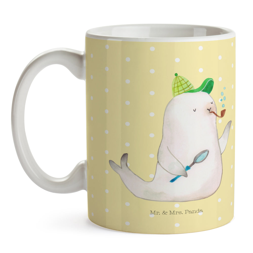 Tasse Robbe Sherlock  Becher, Kaffeetasse, Kaffeebecher, Tee, Frühstück, Büro  süße Tiermotive, gute Laune, lustige Sprüche, Tiere