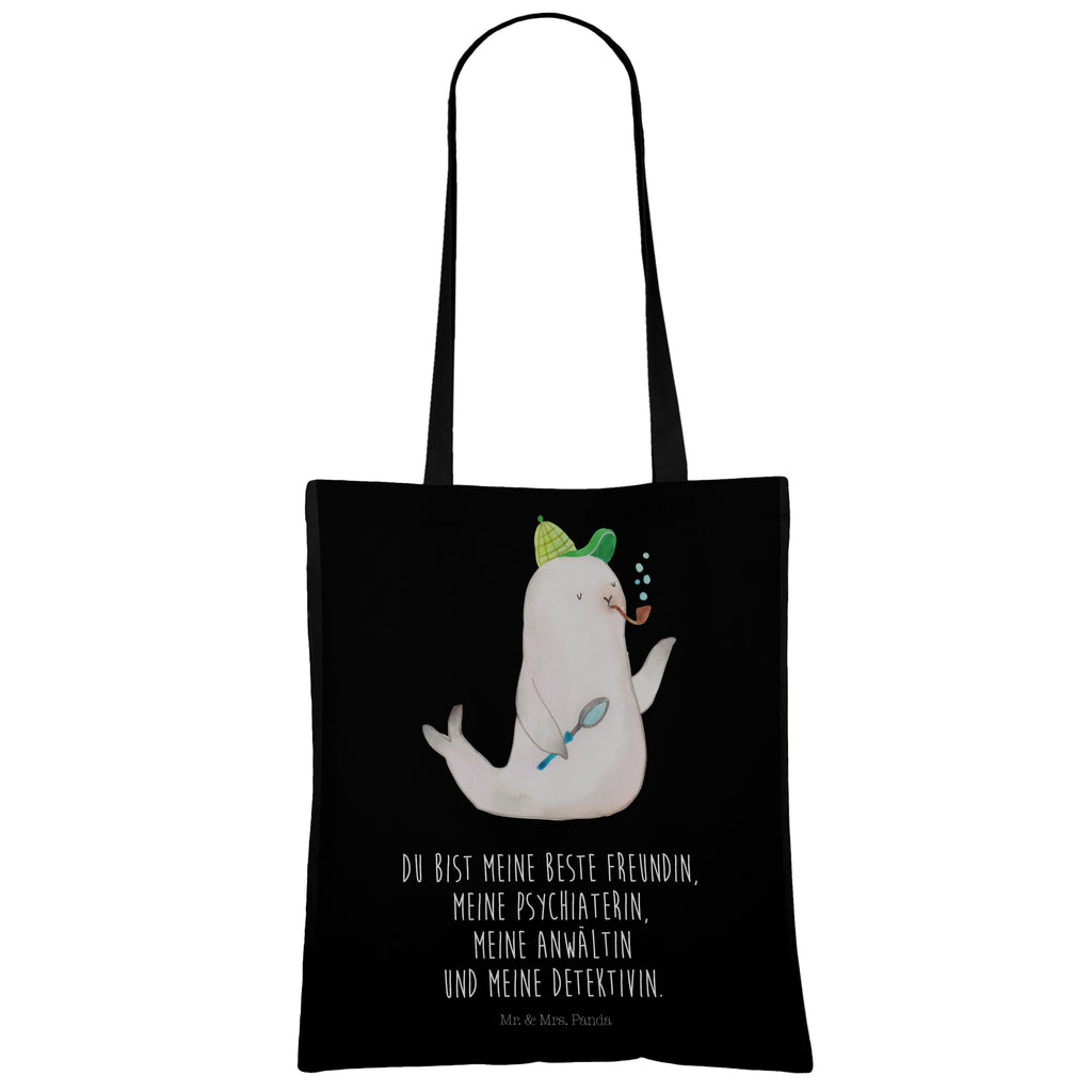 Tragetasche Robbe Sherlock Beuteltasche, Beutel, Einkaufstasche, Jutebeutel, Stoffbeutel, Tiermotive, Gute Laune, lustige Sprüche, Tiere