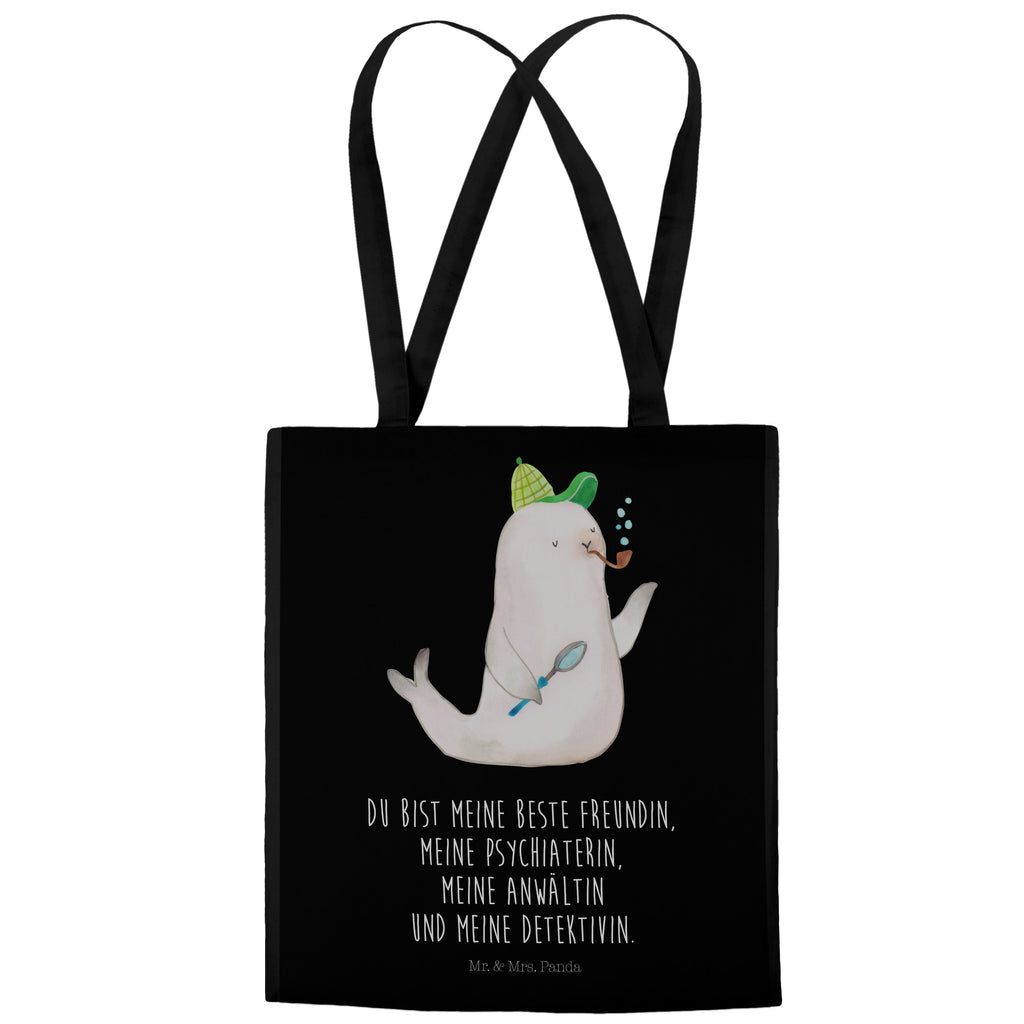 Tragetasche Robbe Sherlock Beuteltasche, Beutel, Einkaufstasche, Jutebeutel, Stoffbeutel, Tiermotive, Gute Laune, lustige Sprüche, Tiere