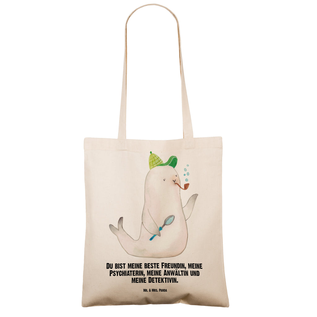 Tragetasche Robbe Sherlock Beuteltasche, Beutel, Einkaufstasche, Jutebeutel, Stoffbeutel, Tiermotive, Gute Laune, lustige Sprüche, Tiere