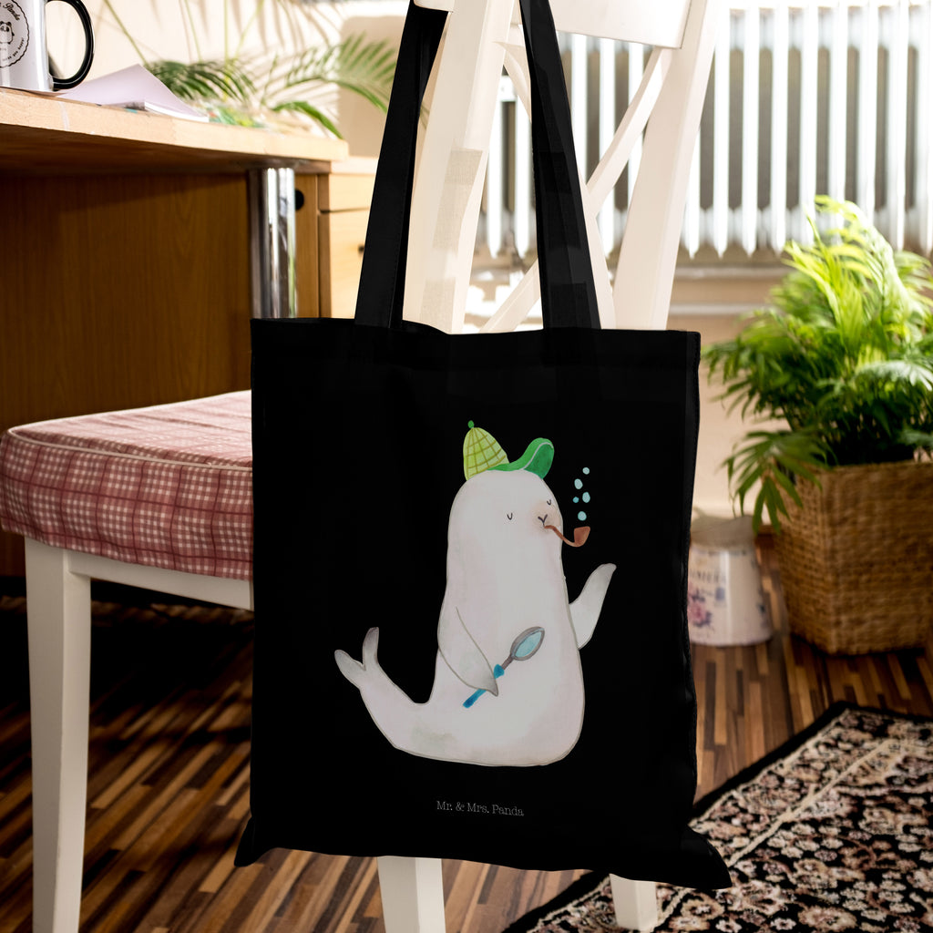 Tragetasche Robbe Sherlock Beuteltasche, Beutel, Einkaufstasche, Jutebeutel, Stoffbeutel, Tiermotive, Gute Laune, lustige Sprüche, Tiere