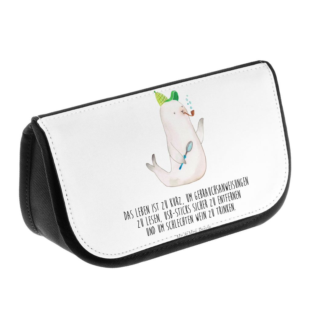 Kosmetiktasche Robbe Sherlock Kosmetikbeutel, Kulturtasche, Kulturbeutel, Schminktasche, Make-Up Tasche, Tiermotive, Gute Laune, lustige Sprüche, Tiere