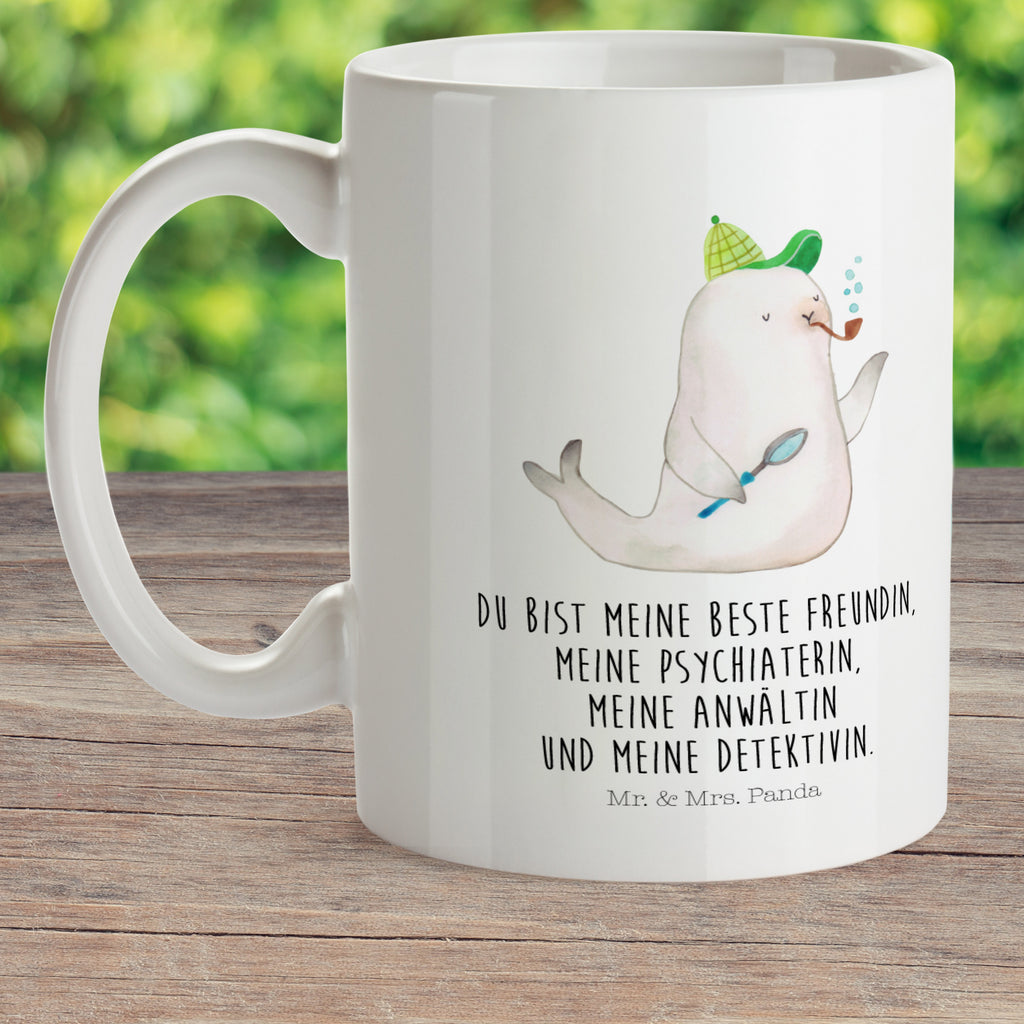 Kindertasse Robbe Sherlock Kunststoff Tasse, Kindergarten, Tasse, Trinkbecher, Camping Becher, Kaffeetasse, Kunststoffbecher, Kindergartenbecher, Outdoorgeschirr, Kunststoffgeschirr, Reisebecher, Reisetasse, Kinderbecher, Tiermotive, Gute Laune, lustige Sprüche, Tiere