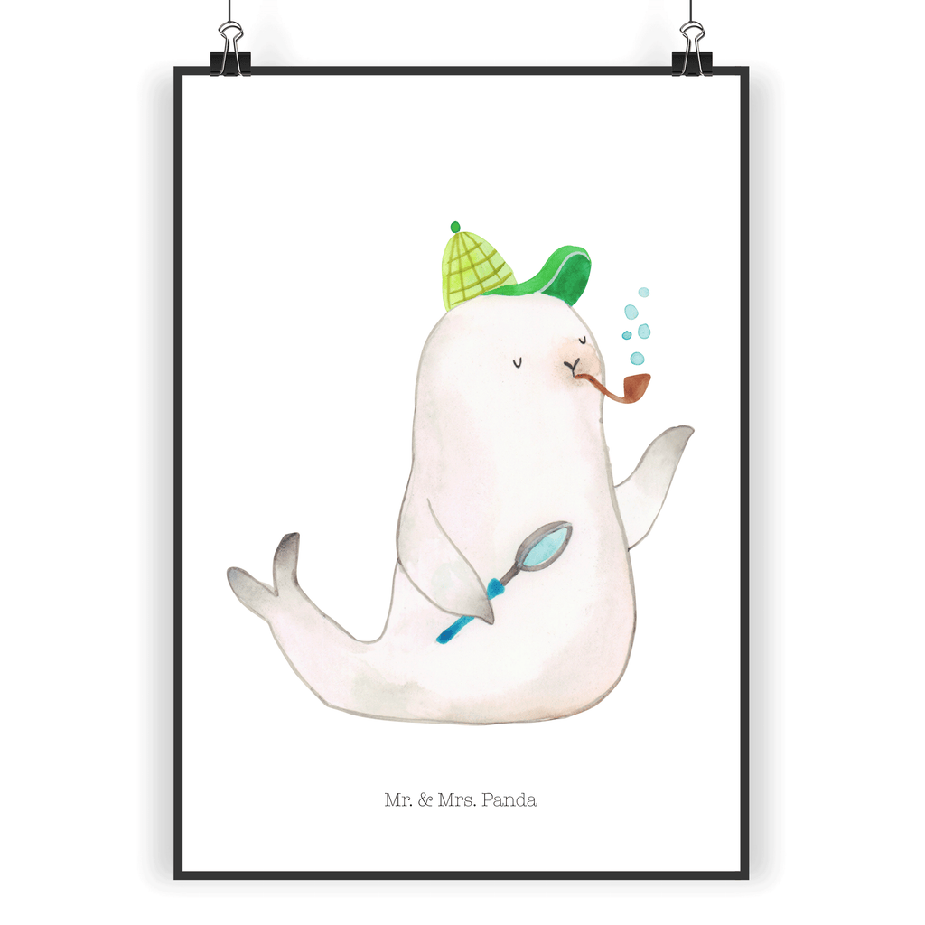 Poster Robbe Sherlock Poster, Wandposter, Bild, Wanddeko, Küchenposter, Kinderposter, Wanddeko Bild, Raumdekoration, Wanddekoration, Handgemaltes Poster, Mr. & Mrs. Panda Poster, Designposter, Kunstdruck, Posterdruck, Tiermotive, Gute Laune, lustige Sprüche, Tiere