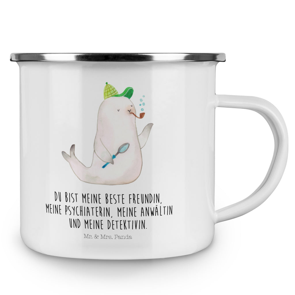 Camping Emaille Tasse Robbe Sherlock Campingtasse, Trinkbecher, Metalltasse, Outdoor Tasse, Emaille Trinkbecher, Blechtasse Outdoor, Emaille Campingbecher, Edelstahl Trinkbecher, Metalltasse für Camping, Kaffee Blechtasse, Camping Tasse Metall, Tiermotive, Gute Laune, lustige Sprüche, Tiere