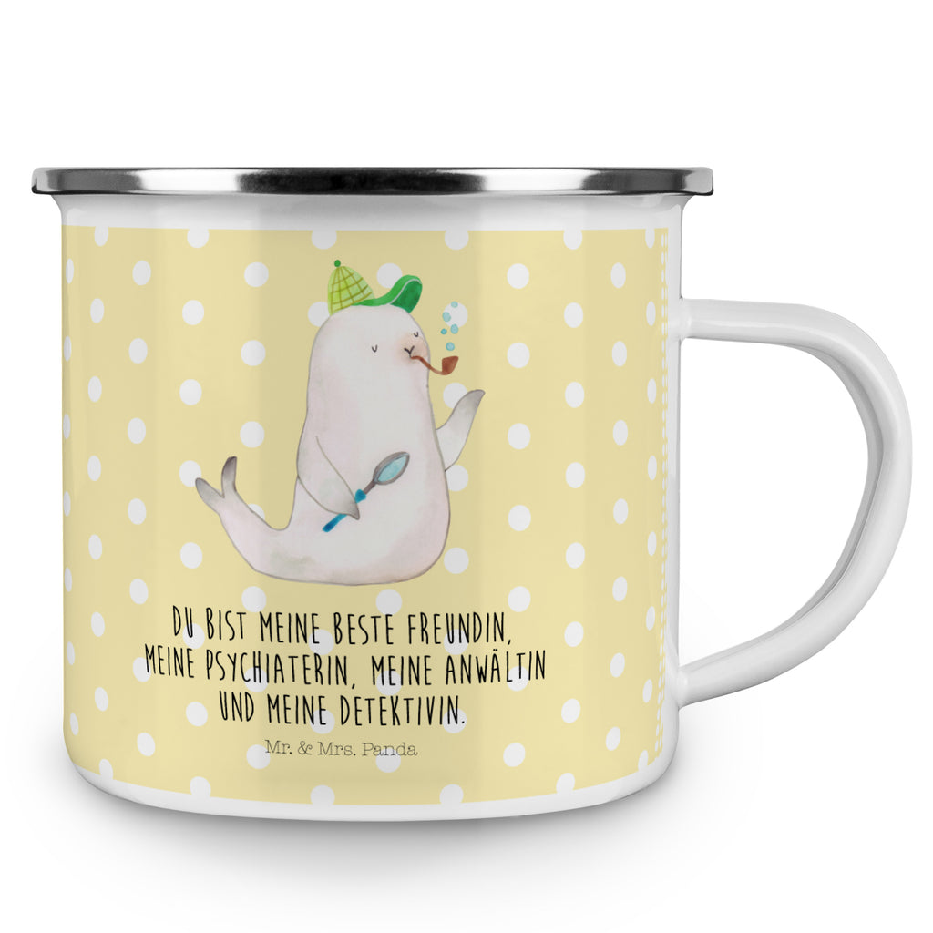 Camping Emaille Tasse Robbe Sherlock Campingtasse, Trinkbecher, Metalltasse, Outdoor Tasse, Emaille Trinkbecher, Blechtasse Outdoor, Emaille Campingbecher, Edelstahl Trinkbecher, Metalltasse für Camping, Kaffee Blechtasse, Camping Tasse Metall, Tiermotive, Gute Laune, lustige Sprüche, Tiere