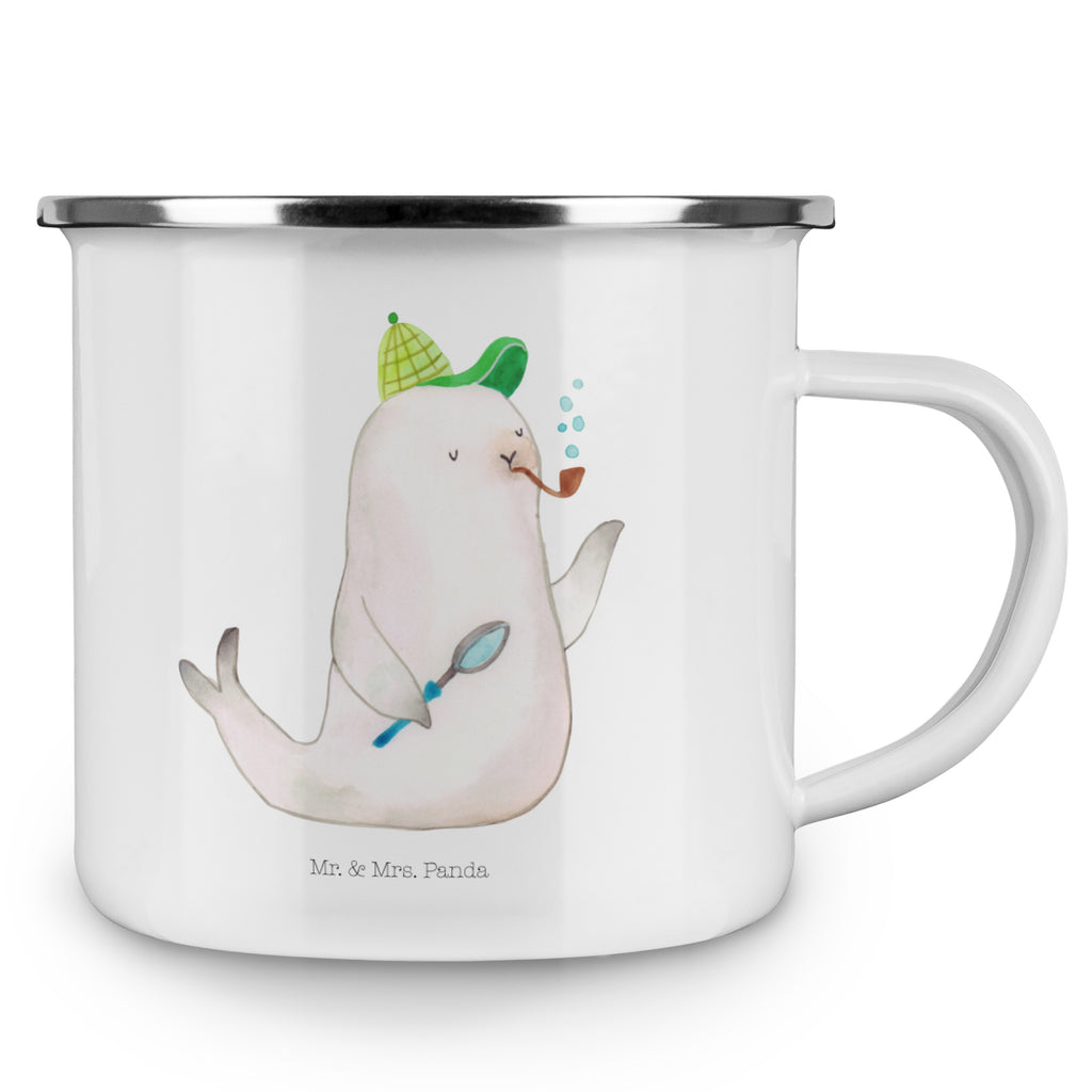 Camping Emaille Tasse Robbe Sherlock Campingtasse, Trinkbecher, Metalltasse, Outdoor Tasse, Emaille Trinkbecher, Blechtasse Outdoor, Emaille Campingbecher, Edelstahl Trinkbecher, Metalltasse für Camping, Kaffee Blechtasse, Camping Tasse Metall, Tiermotive, Gute Laune, lustige Sprüche, Tiere