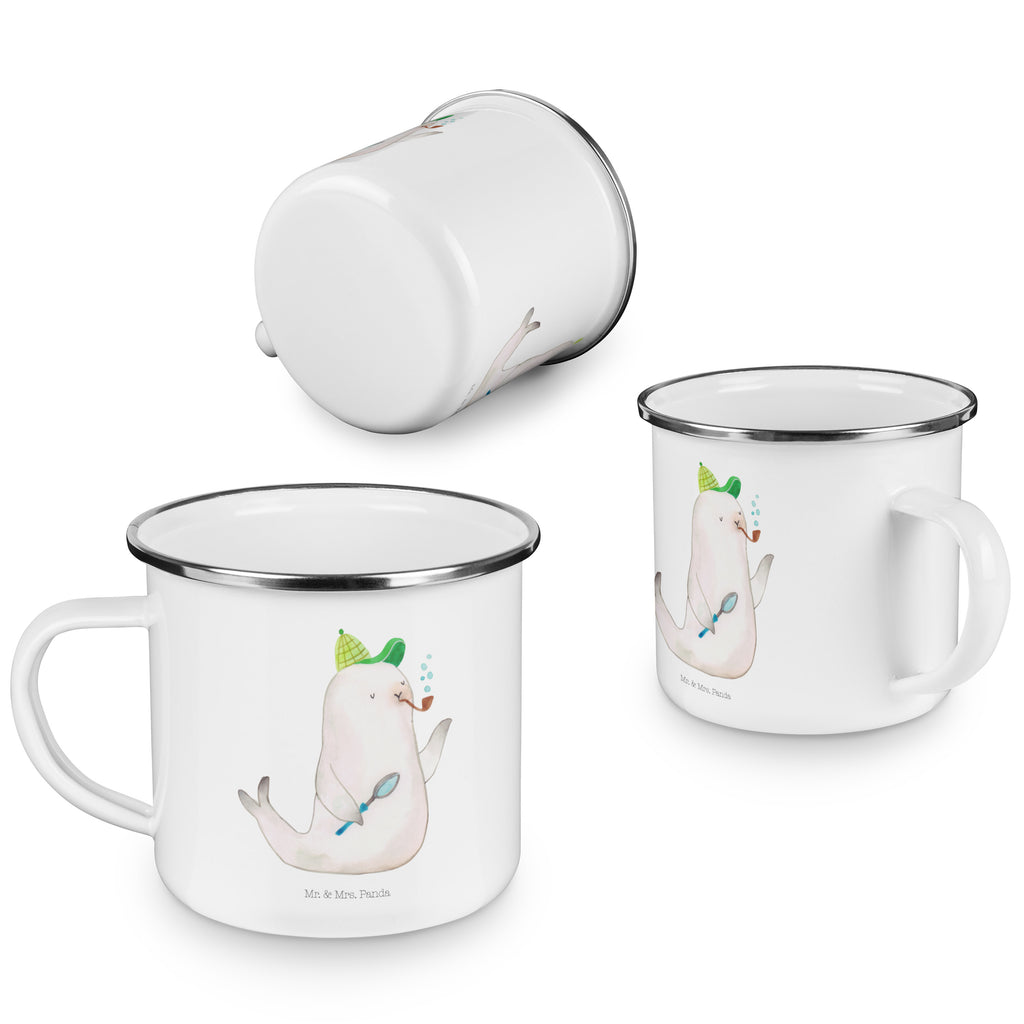 Camping Emaille Tasse Robbe Sherlock Campingtasse, Trinkbecher, Metalltasse, Outdoor Tasse, Emaille Trinkbecher, Blechtasse Outdoor, Emaille Campingbecher, Edelstahl Trinkbecher, Metalltasse für Camping, Kaffee Blechtasse, Camping Tasse Metall, Tiermotive, Gute Laune, lustige Sprüche, Tiere