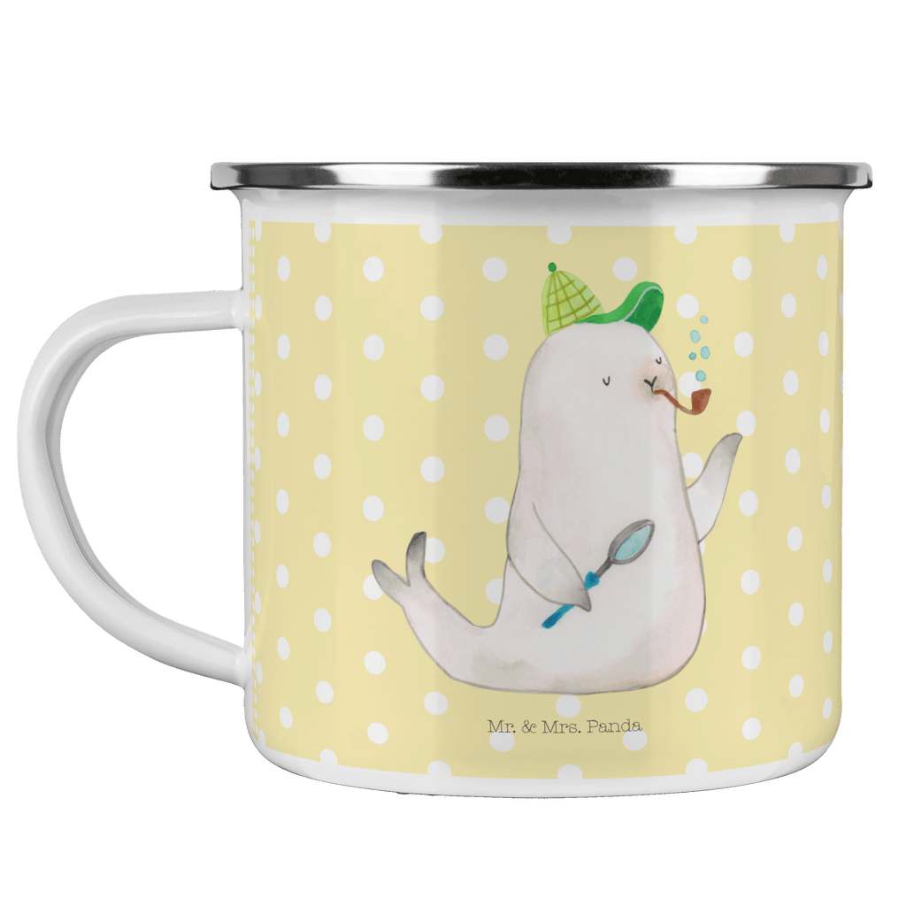 Camping Emaille Tasse Robbe Sherlock Campingtasse, Trinkbecher, Metalltasse, Outdoor Tasse, Emaille Trinkbecher, Blechtasse Outdoor, Emaille Campingbecher, Edelstahl Trinkbecher, Metalltasse für Camping, Kaffee Blechtasse, Camping Tasse Metall, Tiermotive, Gute Laune, lustige Sprüche, Tiere