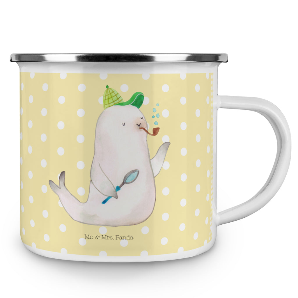 Camping Emaille Tasse Robbe Sherlock Campingtasse, Trinkbecher, Metalltasse, Outdoor Tasse, Emaille Trinkbecher, Blechtasse Outdoor, Emaille Campingbecher, Edelstahl Trinkbecher, Metalltasse für Camping, Kaffee Blechtasse, Camping Tasse Metall, Tiermotive, Gute Laune, lustige Sprüche, Tiere