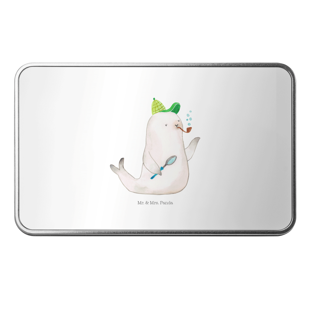 Metalldose rechteckig Robbe Sherlock Blechdose, Metalldose, Blechbox, Container, Keksdose, Vorratsdose, Vorratsbox, Döschen, Versperbox, Vesperdose, Aufbewahrungsdose, Aufbewahrungsbox, Aluminiumdose, Dose, süße Tiermotive, gute Laune, lustige Sprüche, Tiere