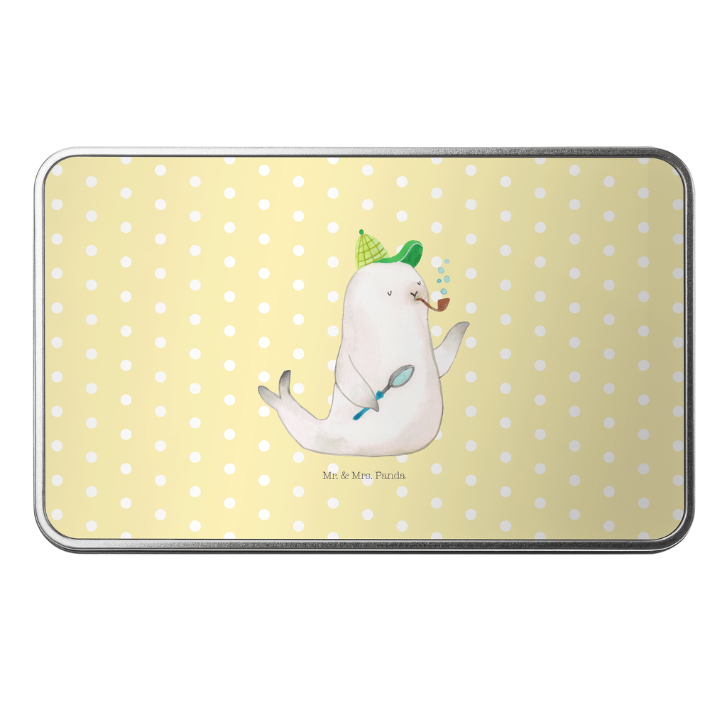 Metalldose rechteckig Robbe Sherlock Blechdose, Metalldose, Blechbox, Container, Keksdose, Vorratsdose, Vorratsbox, Döschen, Versperbox, Vesperdose, Aufbewahrungsdose, Aufbewahrungsbox, Aluminiumdose, Dose, süße Tiermotive, gute Laune, lustige Sprüche, Tiere