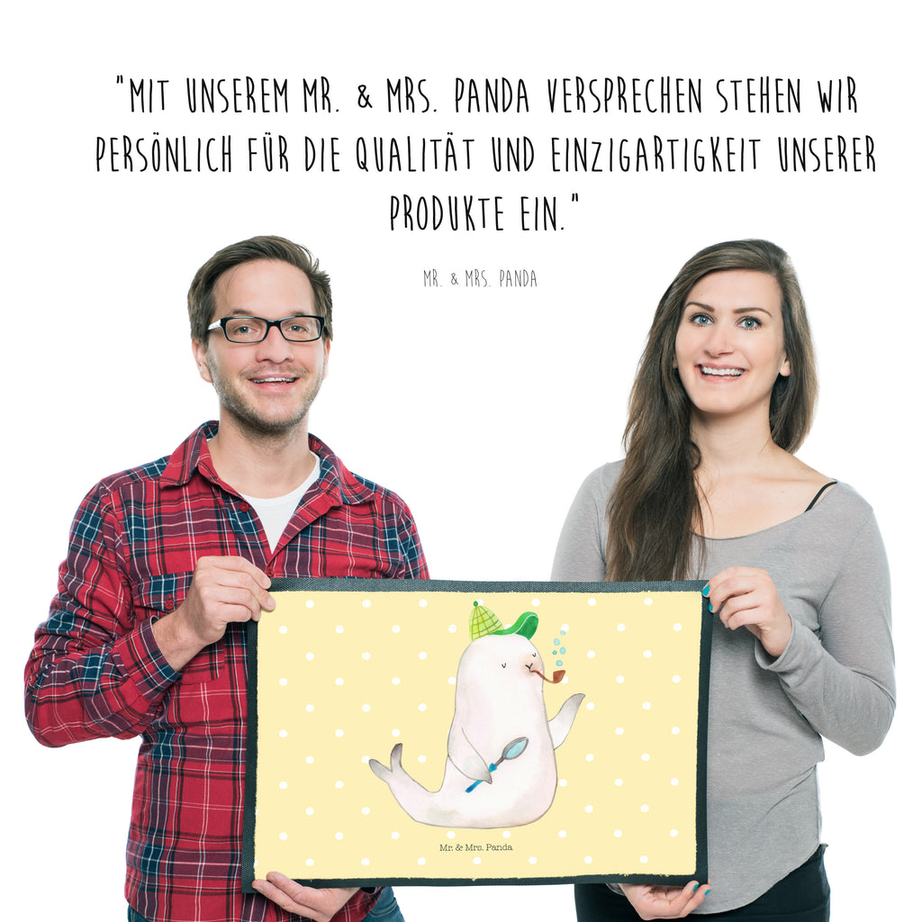Fußmatte Robbe Sherlock  Türvorleger, Schmutzmatte, Fußabtreter, Matte, Schmutzfänger, Fußabstreifer, Schmutzfangmatte, Türmatte, Motivfußmatte,  Haustürmatte, Vorleger  süße Tiermotive, gute Laune, lustige Sprüche, Tiere