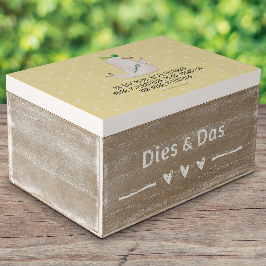 Holzkiste Robbe Sherlock Holzkiste, Kiste, Schatzkiste, Truhe, Schatulle, XXL, Erinnerungsbox, Erinnerungskiste, Dekokiste, Aufbewahrungsbox, Tiermotive, Gute Laune, lustige Sprüche, Tiere