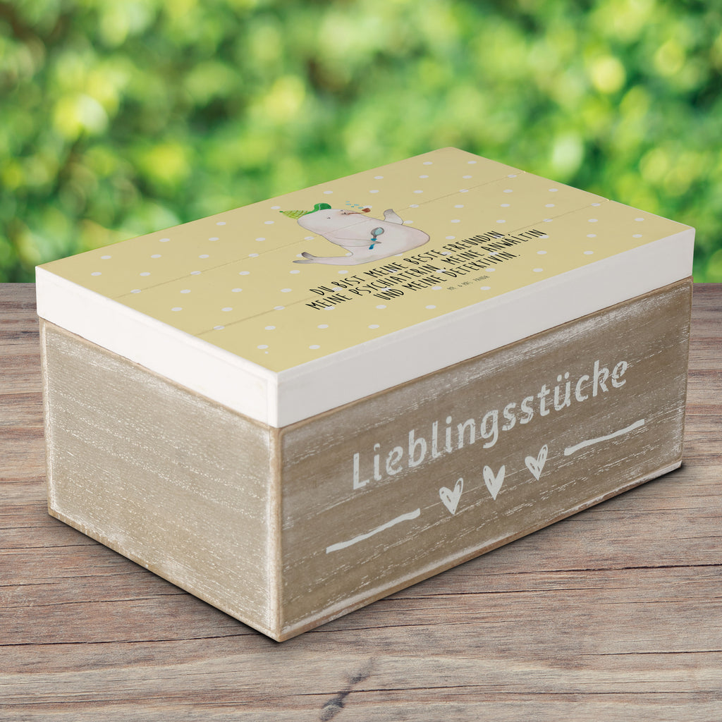 Holzkiste Robbe Sherlock Holzkiste, Kiste, Schatzkiste, Truhe, Schatulle, XXL, Erinnerungsbox, Erinnerungskiste, Dekokiste, Aufbewahrungsbox, Tiermotive, Gute Laune, lustige Sprüche, Tiere