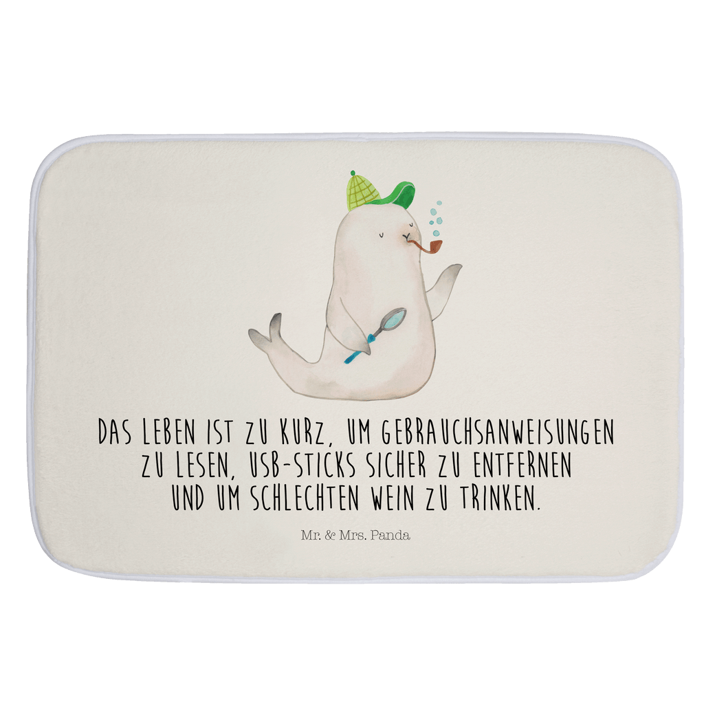 Badvorleger Robbe Sherlock Badematte, Badteppich, Duschvorleger, Badezimmerteppich, Badezimmermatte, Badvorleger, Duschmatte, Duschteppich, Tiermotive, Gute Laune, lustige Sprüche, Tiere