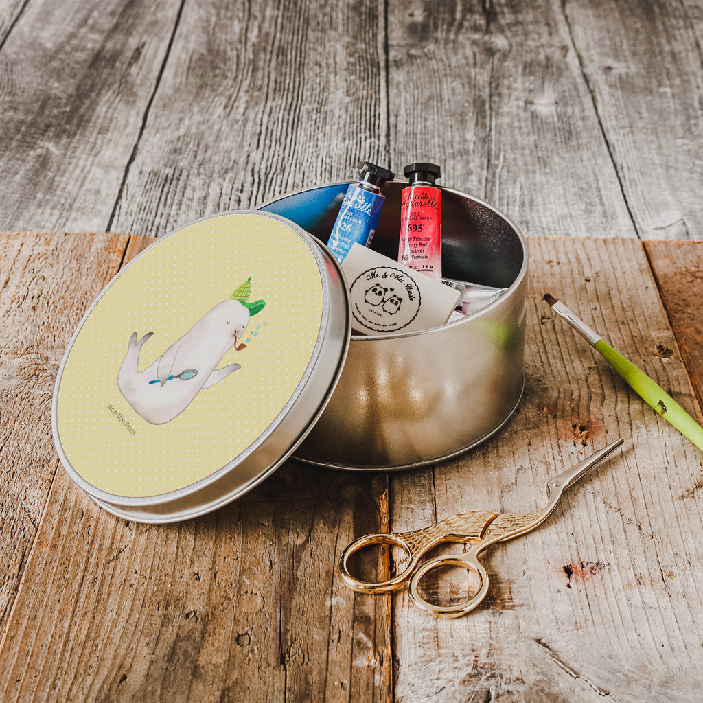 Blechdose rund Robbe Sherlock Metalldose, Keksdose, Dose, Vorratsdose, Geschenkbox, Tiermotive, Gute Laune, lustige Sprüche, Tiere
