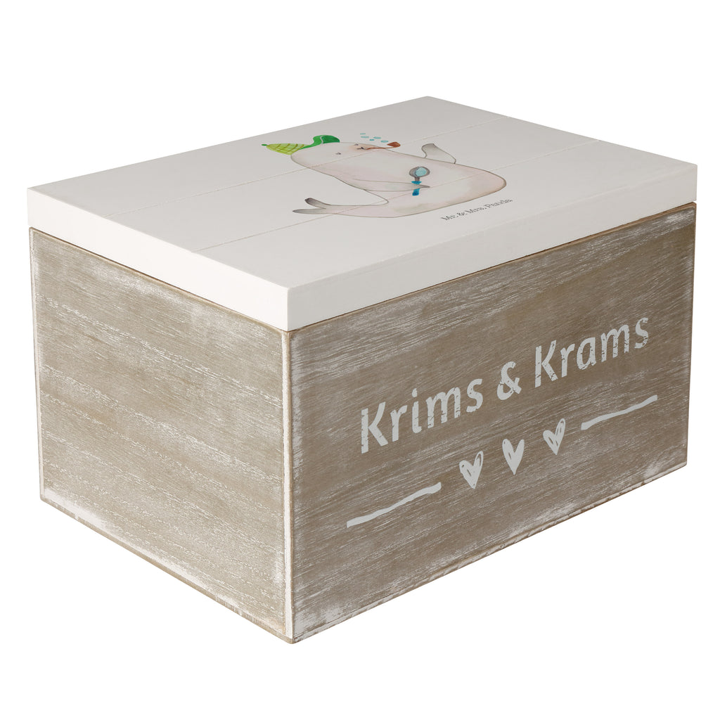 Holzkiste Robbe Sherlock Holzkiste, Kiste, Schatzkiste, Truhe, Schatulle, XXL, Erinnerungsbox, Erinnerungskiste, Dekokiste, Aufbewahrungsbox, Tiermotive, Gute Laune, lustige Sprüche, Tiere